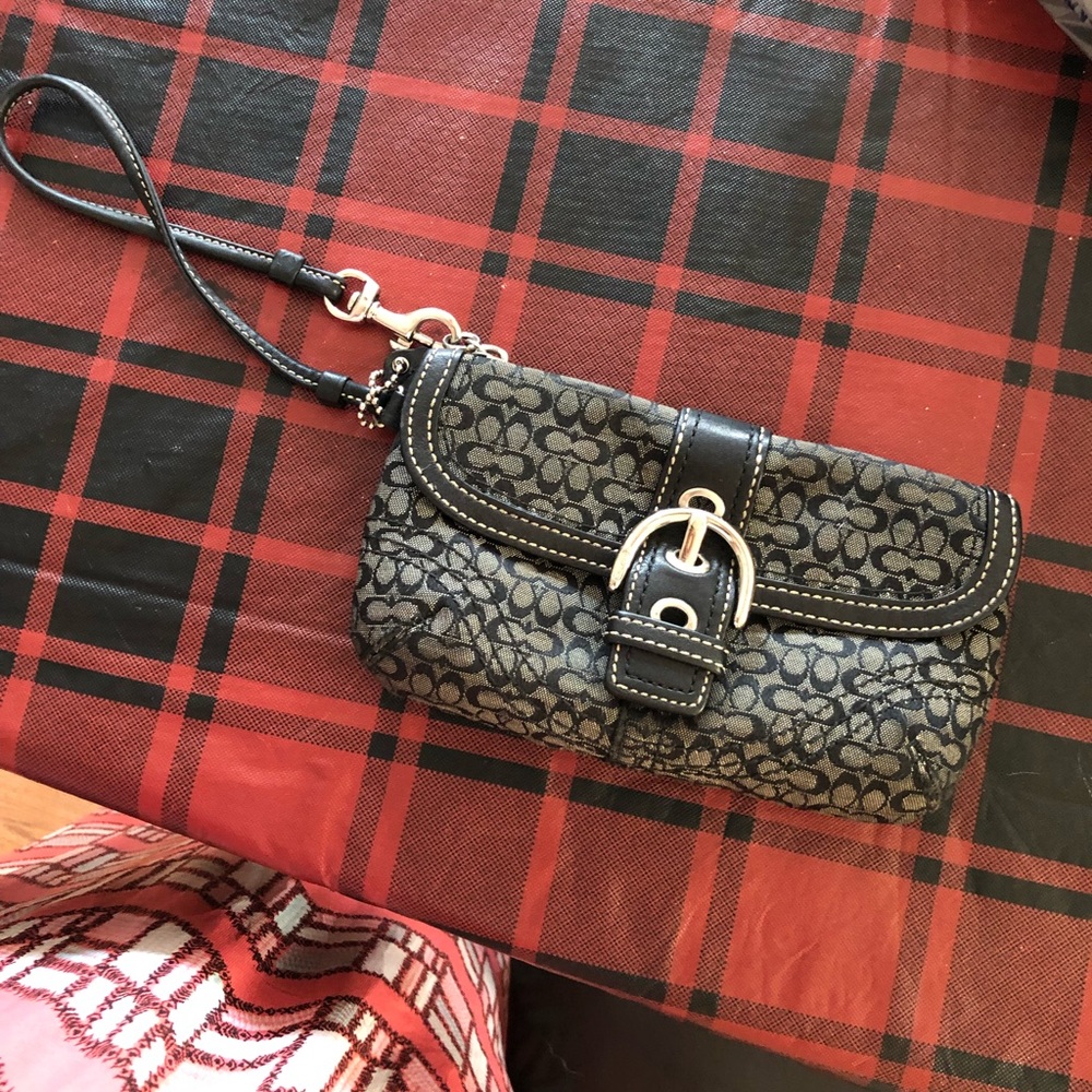 Gray Coach Buckle Style Wristlet